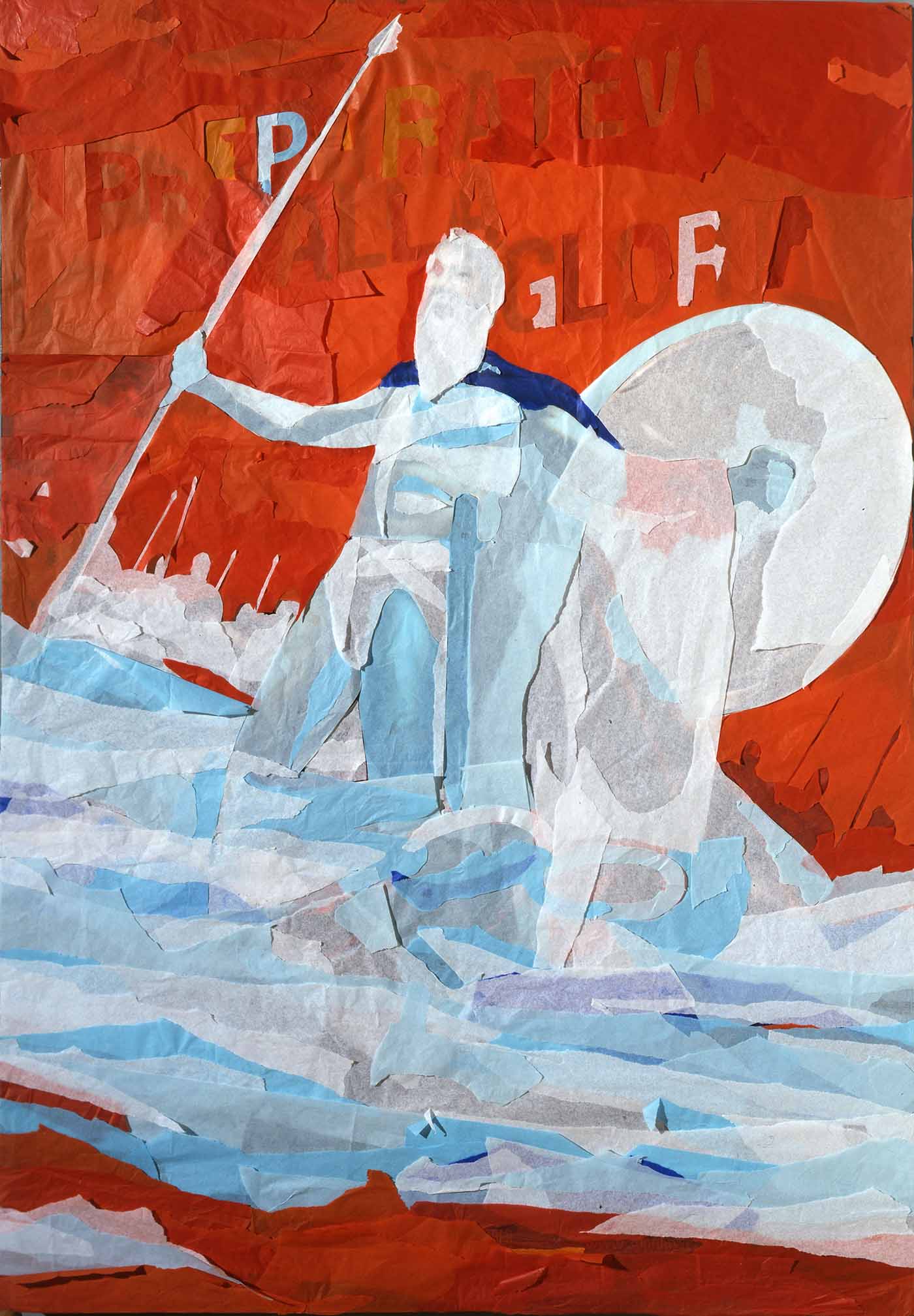 Andrea Mastrovito Trecento, 2008, spilli e carta velina su poster su polistirene, 140x100 cm Andrea Mastrovito Trecento, 2008